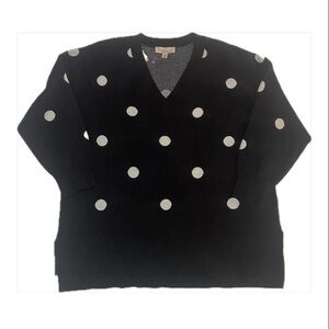 Philosophy Black and White Polka Dot V-Neck Sweater